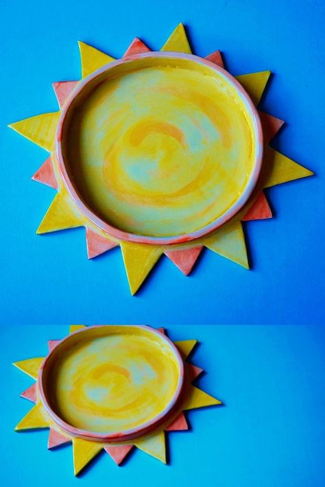 Clay Sun, Kitchen Goods, Yellow Kitchen, Oct 31, Ceramic Plate, Ceramic Plates, Shape Design, Dinner Plate, Clay Art