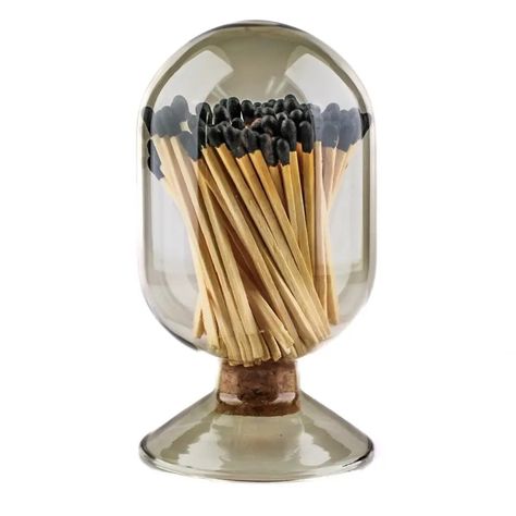 Gray Matches Cloche | Unique Gift Set | Matches Included! - Faire Match Cloche, Decorative Matches, Match Striker, Match Holder, Glass Holder, Cork Stoppers, Grey Glass, Glass Holders, Candle Set