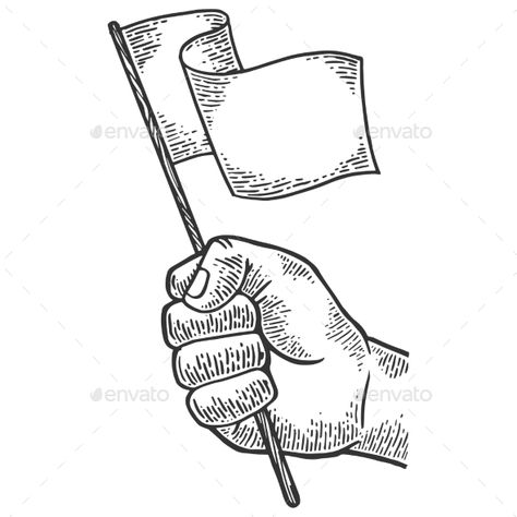 Hand with White Flag Vector Illustration #White, #Hand, #Flag, #Illustration White Flag Tattoo, Flag Drawing Ideas, Flag Sketch, American Flag Drawing, Drawing In Circle, Drawing Concepts, Assassins Creed Black Flag, Peace Flag, Flag Drawing