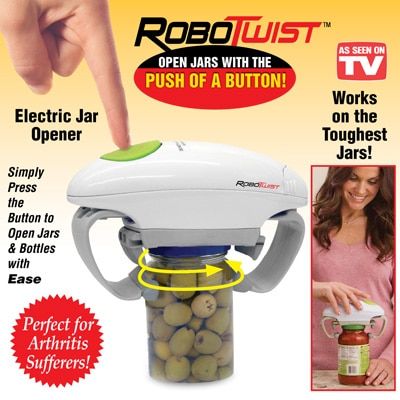 Robo Twist Electronic Jar Opener Gifts For Elderly, Electric Can Opener, Best Kitchen Gadgets, Coffee Tea Or Me, Top Gadgets, Hammacher Schlemmer, Vinyl Tile Flooring, Can Openers, Jar Opener