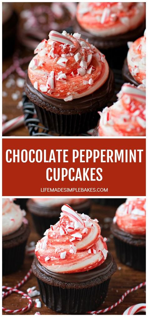 Peppermint Eggnog, Eggnog Cupcakes, Peppermint Buttercream, Chocolate Peppermint Cupcakes, Crushed Candy Cane, Peppermint Cupcakes, Cupcakes Christmas, Life Made Simple, Chocolate Festival