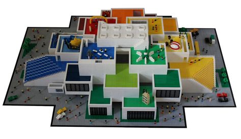 LEGO House in Billund Playground Floor Plan, Lego Architecture Building, Billund Denmark, Lego Library, Preschool Playground, Conceptual Model Architecture, Bjarke Ingels Group, School Building Design, Playground Flooring