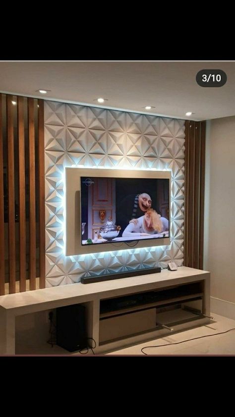 Tv Wall Design Small Space, Tv Unit With Storage, Modern Tv Unit Designs, Tv Fal, Tv Unit Design Modern, Modern Tv Wall Units, Tv Stand Decor, Tv Unit Interior Design, Wall Tv Unit Design