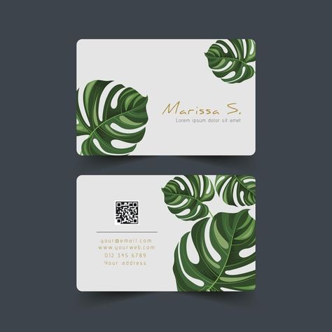 Plant Business Card Design, Nature Business Card, Plant Business Card, Green Business Card Design, Green Business Card, Logo Design Coffee, Business Card Icons, Natural Motifs, Elegant Business Cards Design