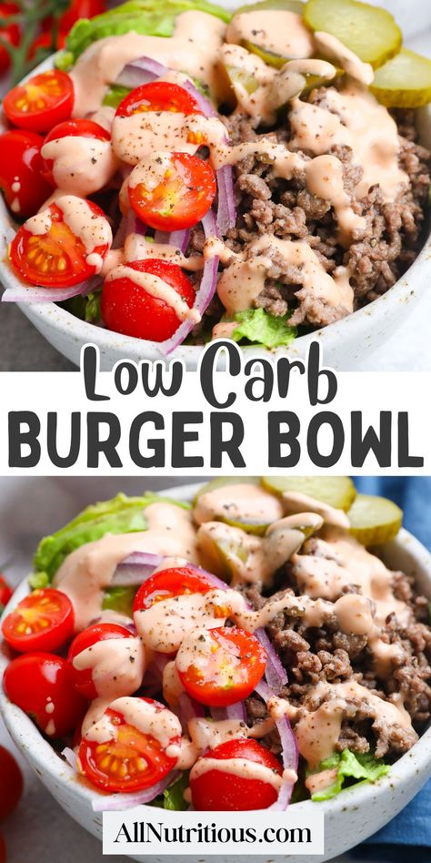 Healthy Easy Low Carb Meals, High Protein Low Carb Gluten Free Meals, Healthy Burger Meals, Hamburger Healthy Meals, Gluten Free Low Calorie Recipes Dinners, In A Bowl, Healthy Lunch No Carb, High Protein Meals Summer, Easy Dinner Ideas High Protein