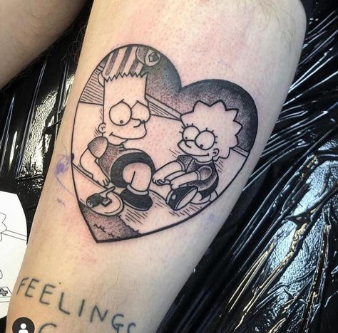 The Simpsons Tattoo, Matching Tattoos For Couples, Cartoon Tattoo Ideas, Matching Bff Tattoos, Couple Tattoo Ideas, Wrist Bracelet Tattoo, Tattoos For Couples, Simpsons Tattoo, Animated Shows