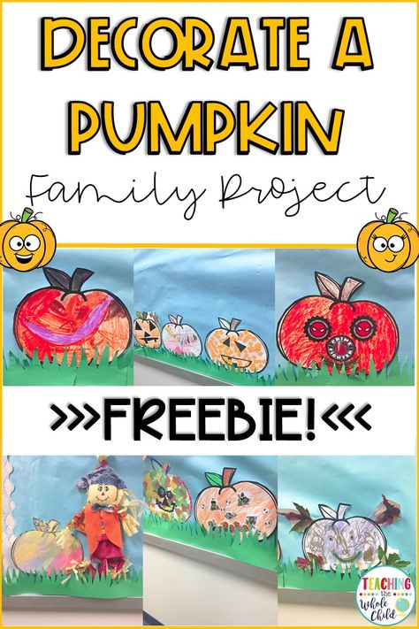 Pumpkin Family Project Preschool, October Family Projects For Preschool, Send Home Activities Preschool, Family Projects For Kindergarten, Pumpkin Unit For Kindergarten, Fall Family Projects Preschool, Pumpkin Decorating Kindergarten, Fall Family Night At School, October Family Projects For Kindergarten