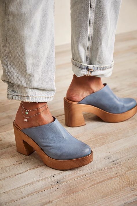 Platform Clogs, Clog Heels, Wood Heel, Slip On Mules, Free People Shoes, Wooden Heel, Leather Clogs, Boot Brands, Fashion Sandals