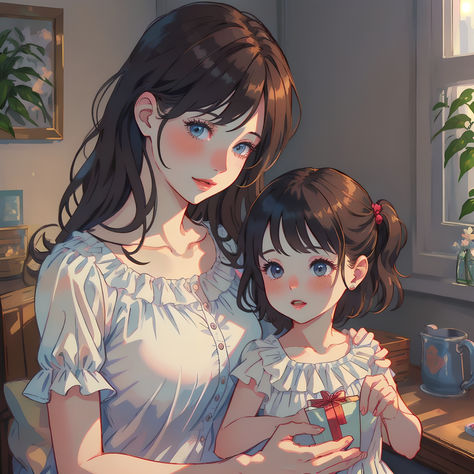 Mom And Daughter Pfp Anime, Mother Anime Mom, Mom And Daughter Anime, Anime Mother And Daughter, Anime Mother And Daughter Art, Manhwa Mom And Daughter, Mommy Daughter, Mother Daughter, Daughter Love