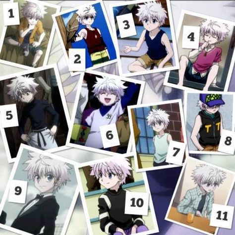 Killua and his outfits. :) Hunter x Hunter Hunter X Hunter Outfits, Killua Clothes, Killua Outfits, Kalluto Zoldyck, Hunterxhunter Killua, Alluka Zoldyck, Wardrobe Change, Phantom Troupe, Yoshihiro Togashi