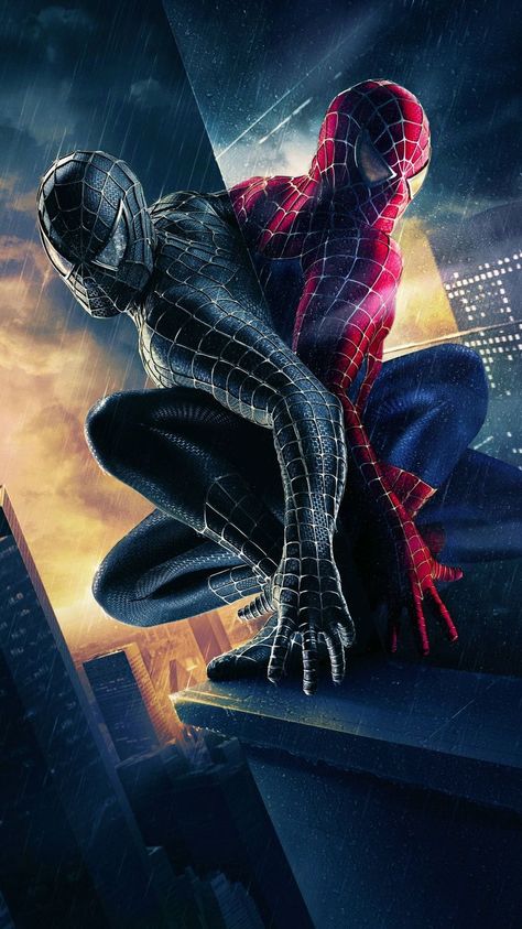 Spider-Man 3 is one of the best superhero movies of all time. Despite studio pressure, Sam Raimi didn’t dilute his imagination and craft in any way. Spiderman 3 Wallpaper, Spiderman Images, Spiderman Poster, Spider Man Trilogy, All Spiderman, Spider Man 3, Marvel Movie Posters, Image Spiderman, Black Spiderman