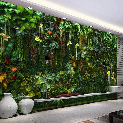 Rainforest Flowers, Vertikal Garden, Kolam Air, Custom Photo Wallpaper, Vertical Garden Design, Forest Plants, Vertical Gardens, Walled Garden, Plant Wallpaper