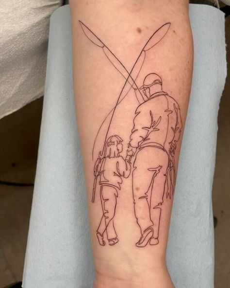 Memorial Fishing Tattoos, Dad Daughter Tattoo Ideas, Father Daughter Fishing Tattoos, Fishing Tattoo Memorial, Dad And Daughters Tattoo Ideas, Dad Remembrance Tattoos, Fishing Memorial Tattoo, Grandpa Memorial Tattoo, Memorial Tattoos Dad