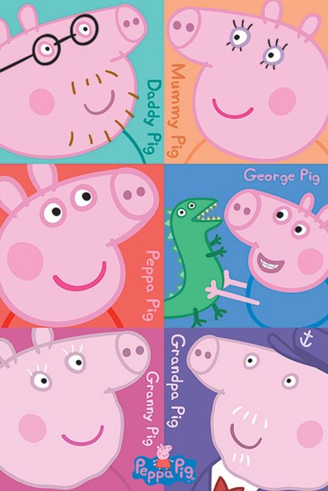 Peppa Pig Squares Maxi Poster Peppa Pig Poster, George Pig Birthday Party, Peppa Pig Happy Birthday, Peppa Pig Stickers, Pig Poster, George Pig Birthday, Peppa Pig Teddy, Grandpa Pig, Pig Candy