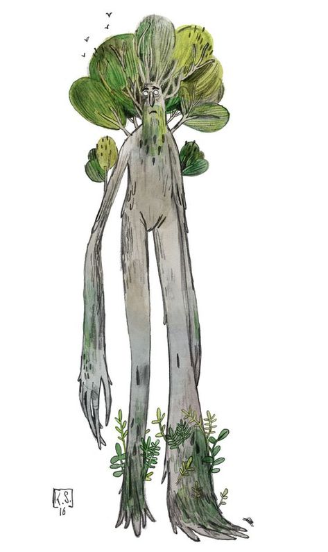 A Drawing, Watercolor And Ink, Character Design, Green, White, Design, Art