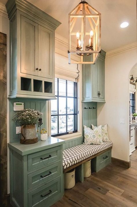 Mudroom cabinet color: Farmhouse Mudroom, Decor Ikea, Modern Farmhouse Living Room, Laundry Mud Room, Farmhouse Living, Design Case, Home Fashion, My New Room, 인테리어 디자인