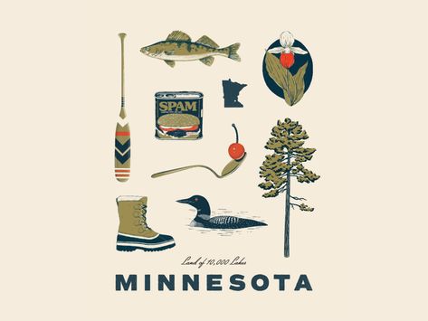 Minnesota Things by Meghan Albers on Dribbble Outdoor Logos, Directory Design, Gallery Wall Living Room, Graphic Design Packaging, Typography Graphic, Design Jobs, Work Inspiration, Graphic Design Typography, Branding Inspiration