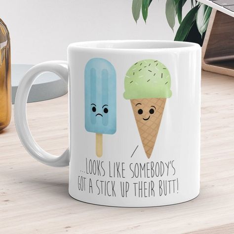 Cute Coffee Mugs Designs, Popsicle Ice Cream, Funny Food Puns, Food Pun, Pun Card, Food Puns, Funny Coffee Cups, Pun Gifts, Cute Coffee Mugs