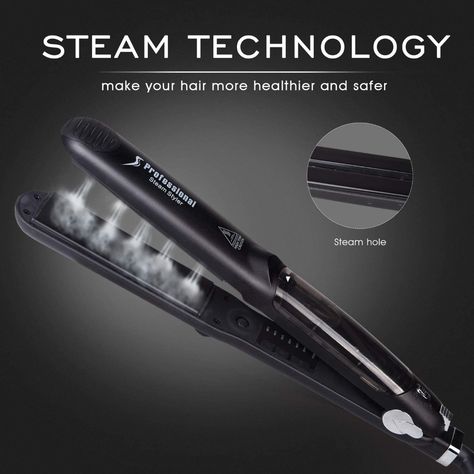 Steam Hair Straightener and Curler, Professional Steam Straightener for Hair Ceramic Tourmaline Steam Flat Iron, Vapor Dual Voltage 2 in 1 Straightening Curling Iron, LED Display with Adjustable Temp : Amazon.ca: Beauty & Personal Care Steam Straightener, Steam Hair, Steam Hair Straightener, Straightening Curly Hair, Hair Steaming, 3d Ceramic, Professional Hair Tools, Professional Hair Straightener, Hair Straightener And Curler