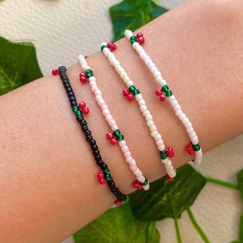 CHERRY Beaded Bracelet & Necklace | bracelets for women, beaded bracelets, beaded jewelry, jeweley for women, gift for her, handmade 3mm Seed Bead Bracelet, Micro Bead Bracelet, Small Beaded Bracelets Simple, Cherry Seed Bead Bracelet, Mini Bead Bracelet, 2mm Bead Bracelet Ideas, Beaded Friendship Bracelet Patterns, Seed Bracelet Patterns, Watermelon Beaded Bracelet