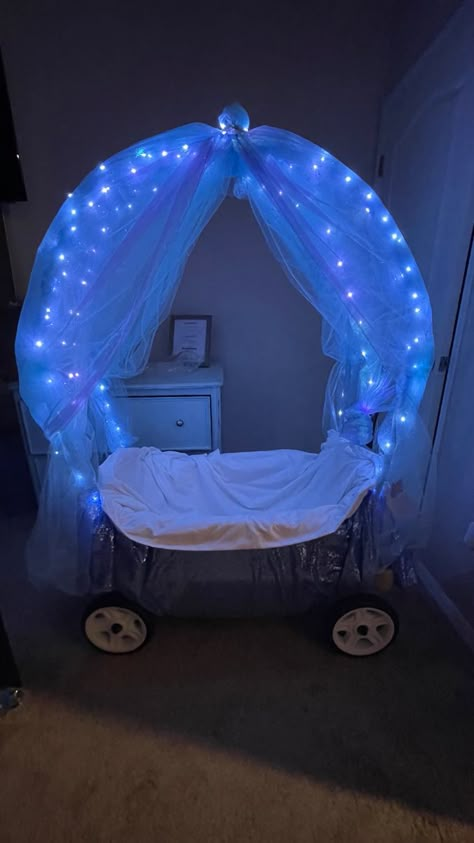 Cinderella Stroller Carriage Diy, Diy Pumpkin Carriage Wagon, Cinderella Trunk Or Treat Ideas For Cars, Cinderella Halloween Decorations, Trunk Or Treat Cinderella, Cinderella Parade Float Ideas, Diy Princess Carriage Wagon, Cinderella Wagon Carriage Diy, Cinderella Gender Reveal