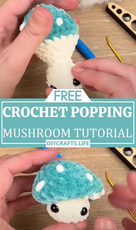 Pop Mushroom Crochet, Pop It Mushroom Crochet Pattern, Crochet Popping Mushroom Pattern Free, Mushroom Pop Crochet Pattern, Easy Crochet Patterns Amigurumi, Mushroom Charm Crochet, Popping Mushroom Crochet Pattern, Crochet Mushroom Pop It Pattern Free, Simple Crochet Mushroom