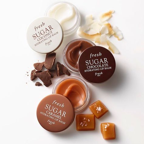 The ultimate lip topping? Sugar Hydrating Lip Balms. They leave a natural-looking sheen in yummy flavors like coconut, chocolate, and… Coconut Lip Balm, Coconut Chocolate, Lip Gloss Collection, Hydrating Lip Balm, So Yummy, Lip Balms, Body Skin Care Routine, Beauty Skin Care Routine, Lip Care