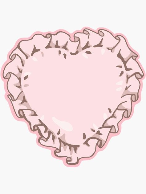 "Super cute pink heart with ruffle edge" Sticker for Sale by thecoolcanvas | Redbubble Pink Journal Stickers, Pink Heart Aesthetic, Kawaii Scrapbook, Pink Scrapbook Paper, Pink Elements, Coquette Heart, Cute Pink Heart, Pink Scrapbook, Girly Graphics