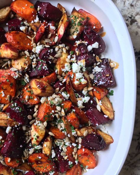 Roasted Veggies Dietitian Recipes, Feta Recipe, Roast Vegetables, Winter Veggies, Feta Recipes, Roasted Root Vegetables, Winter Vegetables, Good Healthy Snacks, Registered Dietitian