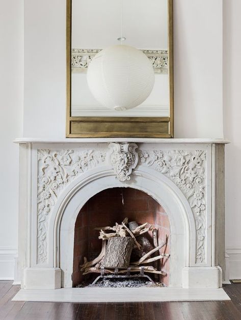 Antique Victorian Arched Marble Fireplace- Before - French Country Cottage Unused Fireplace, Mantel Styling, Design Camino, Feng Shui Living Room, Stone Fireplace Mantel, Interior Boho, Victorian Fireplace, Double Sided Fireplace, Concrete Fireplace