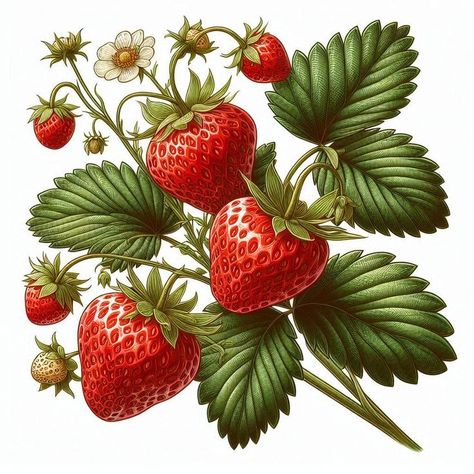 Strawberry Branch, Branch Drawing, Pre Raphaelite Art, Branch Tattoo, Baby Memory Book, Strawberry Plants, Plant Painting, Plant Drawing, Artsy Fartsy