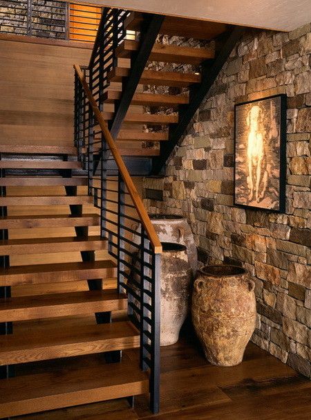 درابزين السلم, Rustic Staircase, درج السلم, Rustic Stairs, Contemporary Stairs, Diy Jar, Diy Staircase, Desain Pantry, Escalier Design