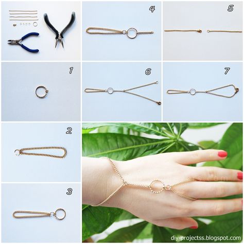 Ring Bracelet DIY Feet Jewellery, Hand Bracelet With Ring, Jóias Body Chains, Jewels Diy, Hand Chain Bracelet, Diy Ring, Bracelet Diy, Diy Rings, Homemade Jewelry