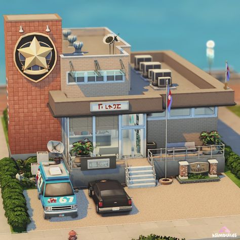 Sims 4 Police Station, San Sequoia, House Reference, Sims Houses, Sims Builds, The Sims 4 Packs, Sims Building, City Model, Sims 4 Mm