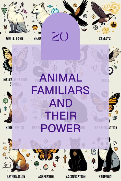 Discover how to connect with your spirit animal through our fascinating list of 20 animal familiars and their unique magical attributes. From the wise owl to the fierce fox, each creature has special qualities that can enhance your journey into witchcraft and personal growth. Learn the significance of each animal with quick insights and unleash the secrets to honing your witchcraft skills by incorporating these magical allies into your rituals. Find your animal guide today! Witches And Familiars, Witch Familiar Animals List, Fox Witchcraft, Familiars Witch Animal, Witch Familiar Animals, Fox Spirit Animal, Pagan Practices, Find Your Spirit Animal, Witchcraft Shop