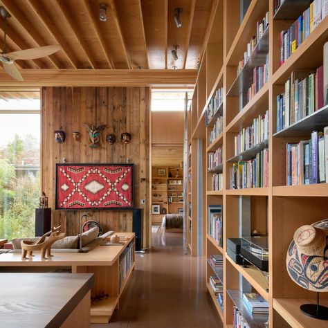 Olson Kundig, Custom Bookshelves, Plywood Walls, Steel Roofing, Island Countertops, Photovoltaic Panels, Property Design, Natural Ventilation, Entry Foyer