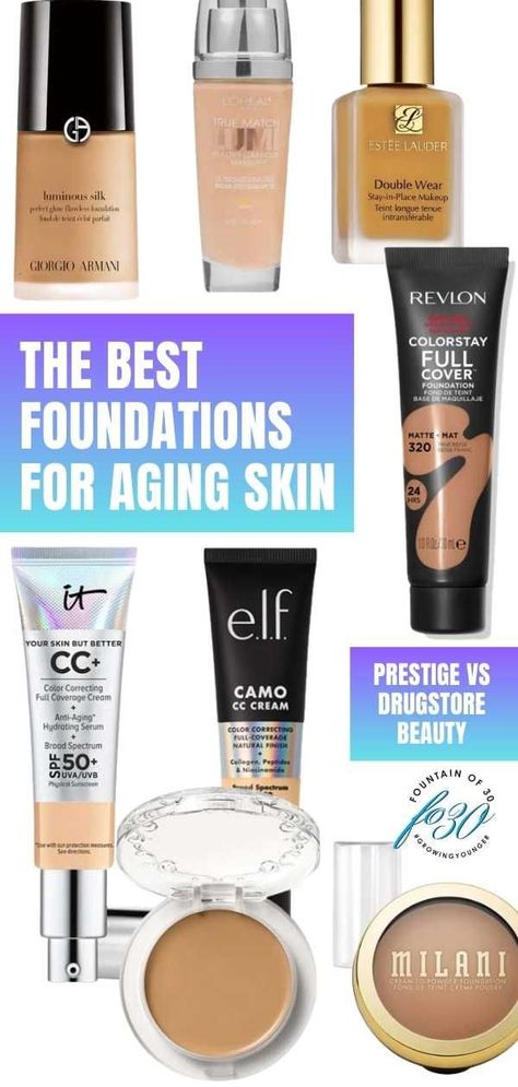 I love budget-friendly makeup that outperform high-end products. I found 9 of the best anti-aging makeup foundations splurge vs. steal. #makeup #splurgeversussteal #dupes #foundation #over50 Foundation For Aging Skin Over 40, Full Coverage Foundation Over 40, Cream Foundation For Aging Skin, Foundation For Women In Their 40s, Best Foundation For Aging Skin Over 50, Best Foundation For Over 40, Concealer Brands, Foundation For Wrinkles, Best Foundation For Wrinkles