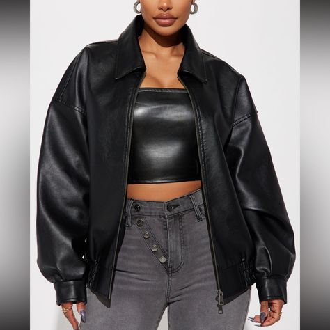 Fashion Nova Hustle Mode Faux Leather Jacket New With Tags! Oversized Fashion Nova Jackets, Coats Fashion, Black Faux Leather Jacket, Faux Leather Jacket, Mode Fashion, Faux Leather Jackets, Leather Jackets, Fashion Nova, Jackets & Coats