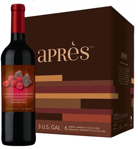 Apres Chocolate Raspberry Dessert Wine Seasonal Release – On Sale for $104.95 + 5% Back + Free Shipping Dessert Wine Recipes, Chocolate Raspberry Dessert, Mocha Desserts, Making Wine At Home, Raspberry Dessert, Raspberry Wine, Wine Making Kits, Pink Moscato, Moscato Wine