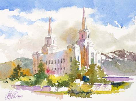 Brigham City Utah LDS Temple | Etsy Lds Temple Wall Art, Gilbert Temple Watercolor, Watercolor Lds Temple, Brigham City Temple, Brigham City Utah, Nauvoo Temple, Lds Temple Art, Bountiful Utah Temple, Salt Lake Temple