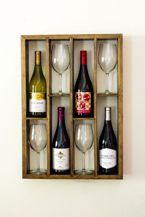 Wine Rack Design, Wooden Wine Rack, Wood Wine Racks, Wine Glass Rack, Wine Rack Wall, Wine Decor, Diy Wine Rack, Glass Rack, Diy Wine