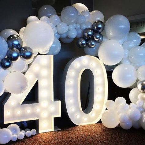 Forty and fabulous!!  Turning 40 in spectacular style!!  ✨✨  ✨spreading joy with balloons ✨  ✨  Balloons @quirkyballoons  Light Up numbers @limelightletters   Venue @carmensonthepark ✨✨  #thesechromeballoons #turning40 #whiteandsilverballoons #organicballoons #whiteballoons #sydneyballoonstylist 40 Marquee Numbers, 40 Th Birthday, 40th Party Decorations, Forty And Fabulous, 40th Birthday Themes, Marquee Numbers, 40th Bday Ideas, Birthday 30, 40th Birthday Party Decorations