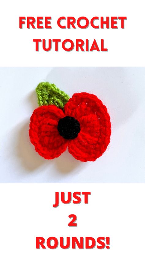 Crochet Poppy Rememberance, Poppy Flower Crochet Pattern, Free Poppy Crochet Pattern, Crochet Remembrance Poppy, Knitting Poppies Free Pattern, How To Crochet A Poppy, Crocheted Poppy Free Pattern, Free Crochet Poppy Pattern, Easy Crochet Poppy Free Pattern