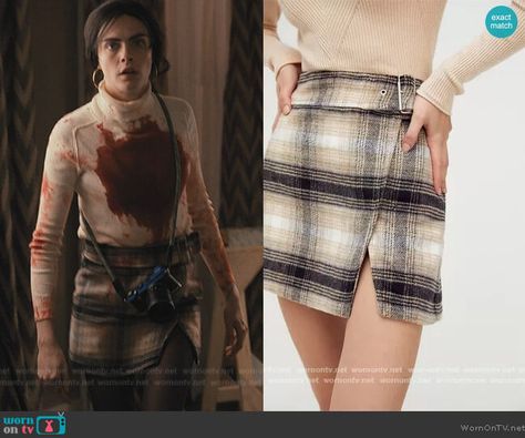 Short Wrap Skirt Outfit, Plaid Mini Skirt Outfit, Only Murders In The Building, Wrap Mini Skirt, Clothes Sewing, Miniskirt Outfits, Clothes Sewing Patterns, Plaid Mini Skirt, Cara Delevingne