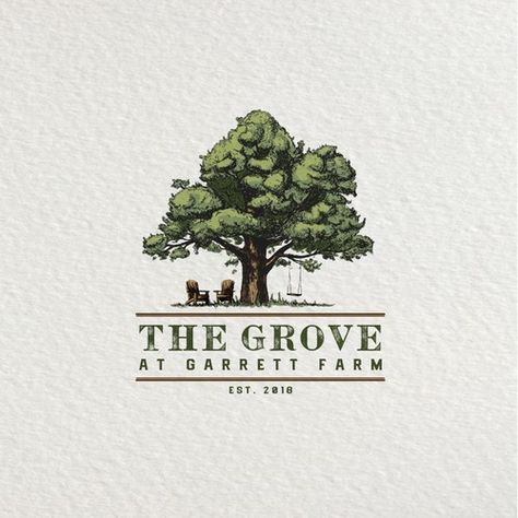 Farm Logo Design, Tree Logo Design, Logo Branding Design, Inspiration Logo Design, Farm Logo, Tree Logo, Tree Logos, Minimalist Logo Design, The Grove