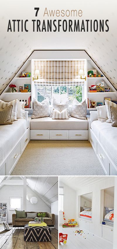 7 Awesome Attic Transformations | OhMeOhMy Blog Attic Room Ideas, Attic Conversion, Attic Space, Attic Bedrooms, Apartment Floor Plans, Attic Storage, Attic Renovation, Attic Spaces, Attic Remodel