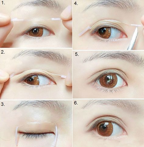 How to Create Bigger Eyes with Double Eyelid Trick How To Make Double Eyelid, Diy Eyelid Tape Hooded Eyes, Double Eyelid Tape Tutorial, Eyelid Tape Hooded Eyes, Asian Double Eyelid, Mono Eyelid, Asian Features, Senior Makeup, Eyelid Stickers