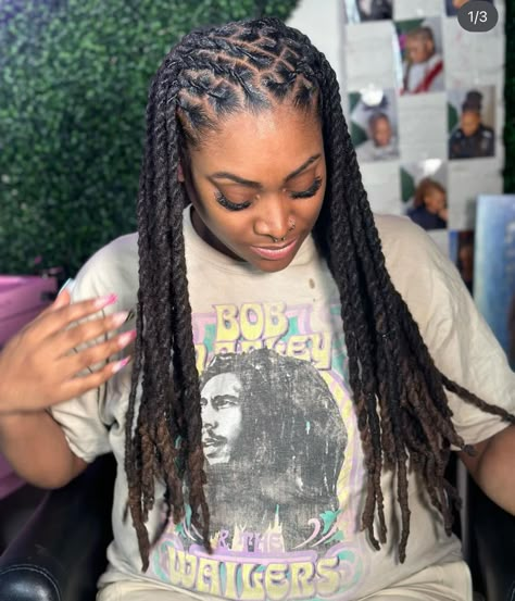 Flat Twist Loc Styles, Twist Loc Styles, Hairstyles Faux Locs, Loc Styles For Black Women, Loc Hairstyles For Women, Latest Braided Hairstyles, Hair And Skin Vitamins, Short Dreadlocks Styles, Dreads Styles For Women