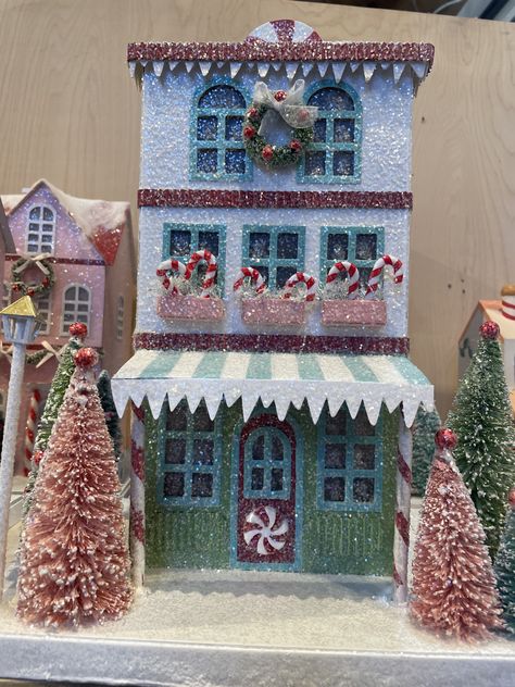 Cody Foster Glitter Houses, Diy Christmas Village Houses, Craft Houses, Ceramic Village, Paper Village, Diy Christmas Village Displays, Cardboard Houses, Holiday Houses, Timeless Christmas