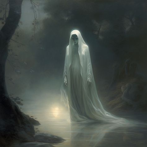 Ghost Pic Scary, Fantasy Ghost Art, Fantasy Companion, Ghost Art, Ghost Witch, Scary Ghost, Gothic Horror, Fantasy Aesthetic, A Ghost